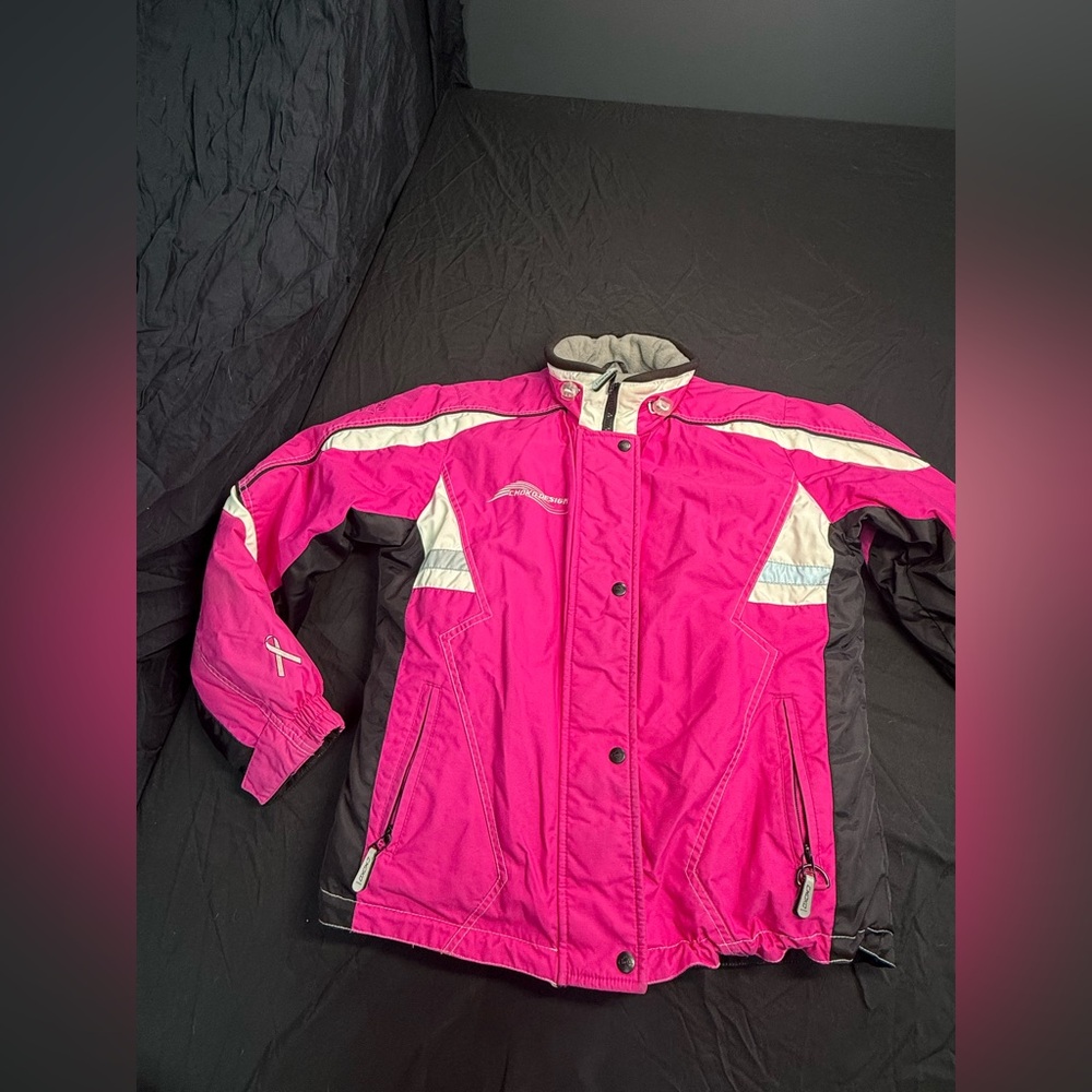 Choko Pink and Black Jacket with White Accents Women’s Size Small